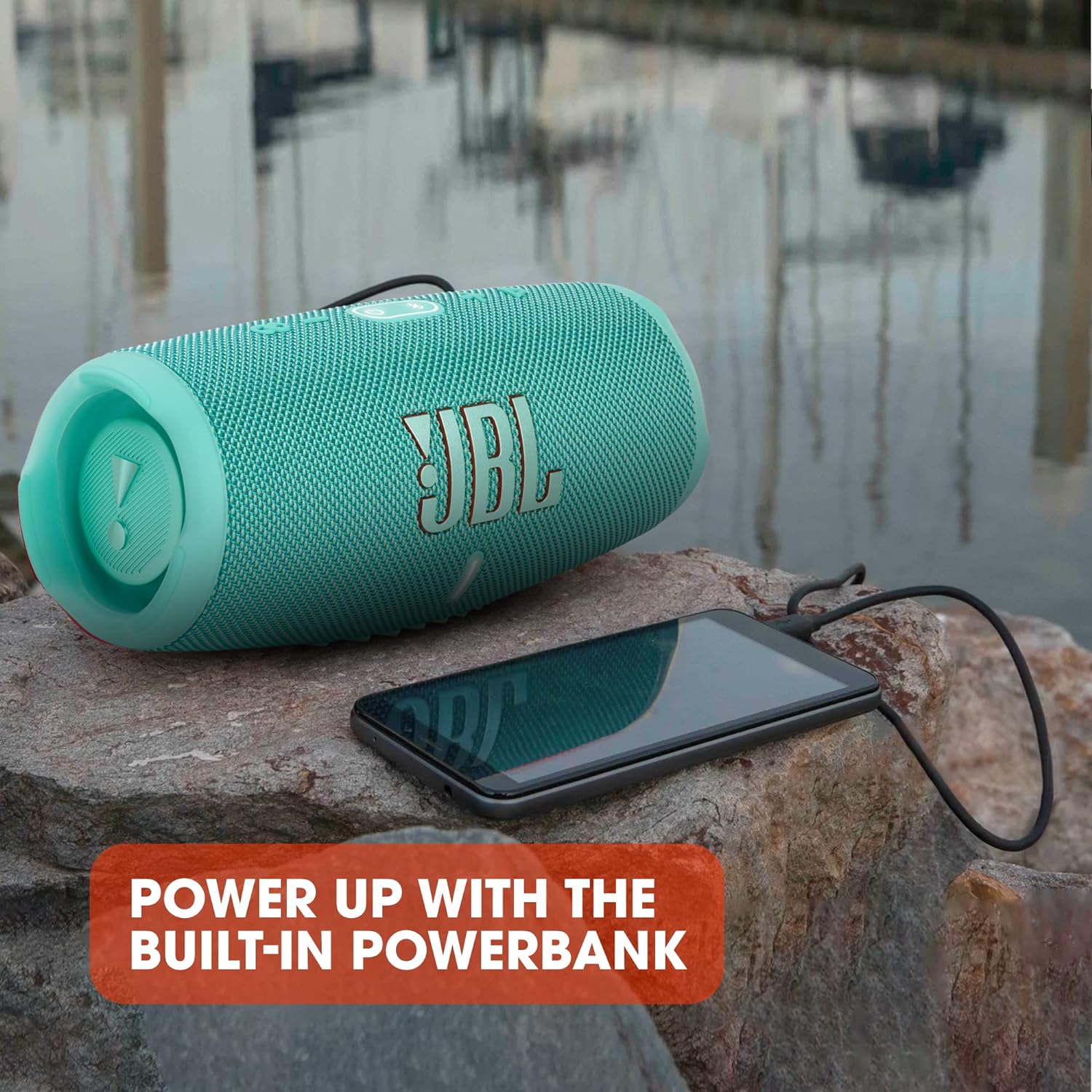 JBL CHARGE5 - BLUETOOTH SPEAKER WITH 20HRS OF PLAYTIME PLUS WATERPROOF AND DUSTPROOF - GREEN - Image 6