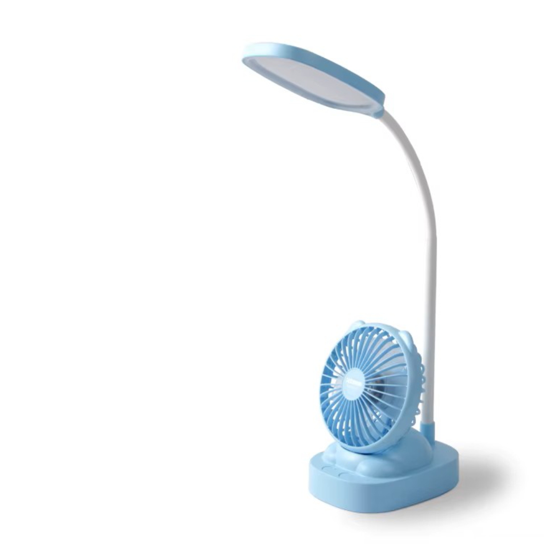 TAIGEXIN TGX-7083 RECHARGEABLE LED, 3-LEVEL DIMMING WITH EYE PROTECTION 2 IN 1 DESK LAMP WITH MINI FAN
